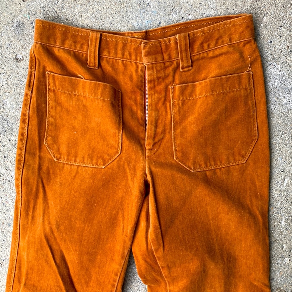 Vintage faux suede flare pants- orange